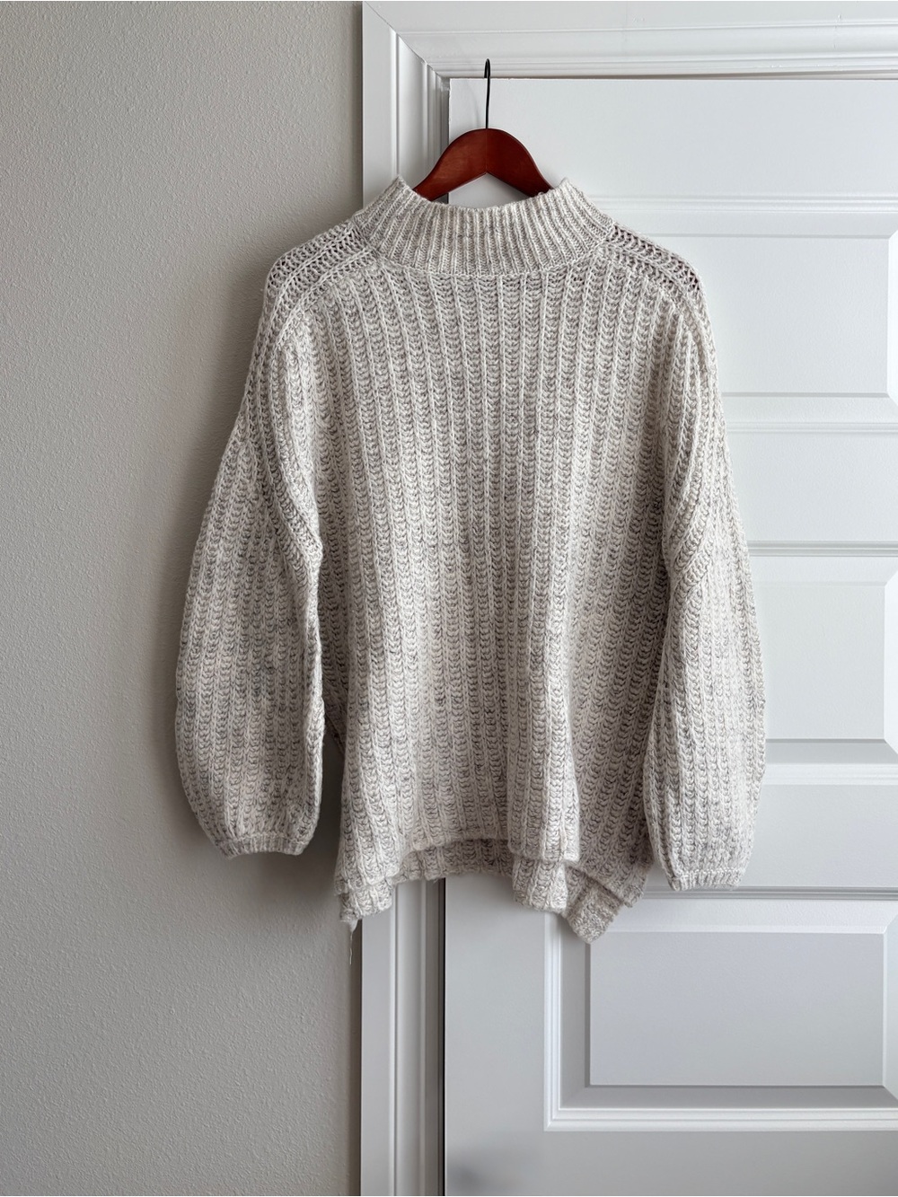 Anthropologie Pilcro Textured Tunic Sweater Cream cozy Wool Blend M